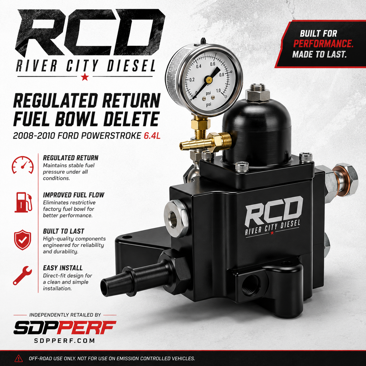RIVER CITY DIESEL REGULATED RETURN FUEL BOWL DELETE FOR 2008 TO 2010 FORD POWERSTROKE