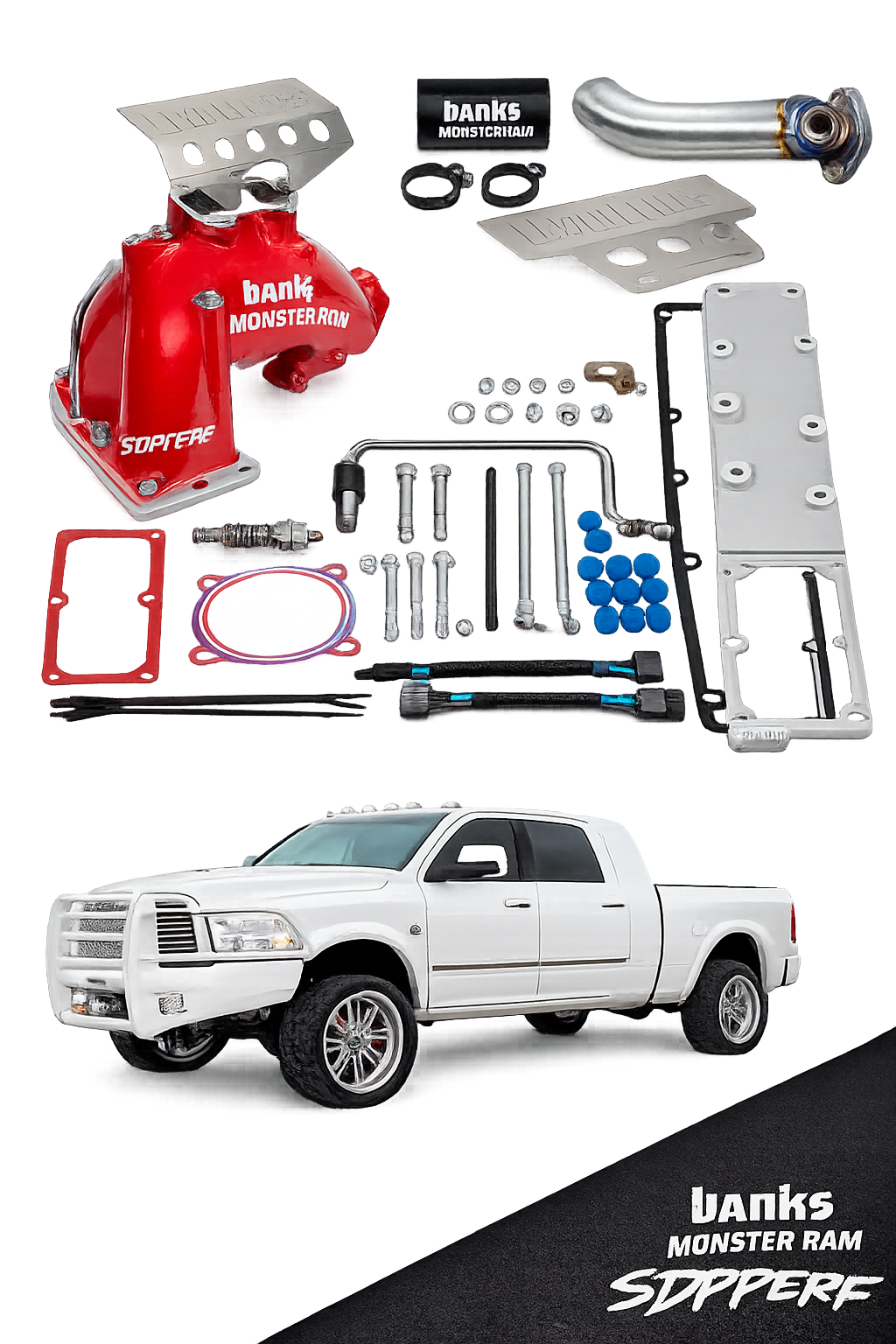 BANKS POWER MONSTER RAM INTAKE WITH BILLET INTAKE PLATE & HEATER GRID 2013 TO 2023 6.7L CUMMINS